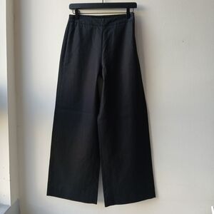 Coldwater Creek Linen Wide Leg Pants Black Women's XS